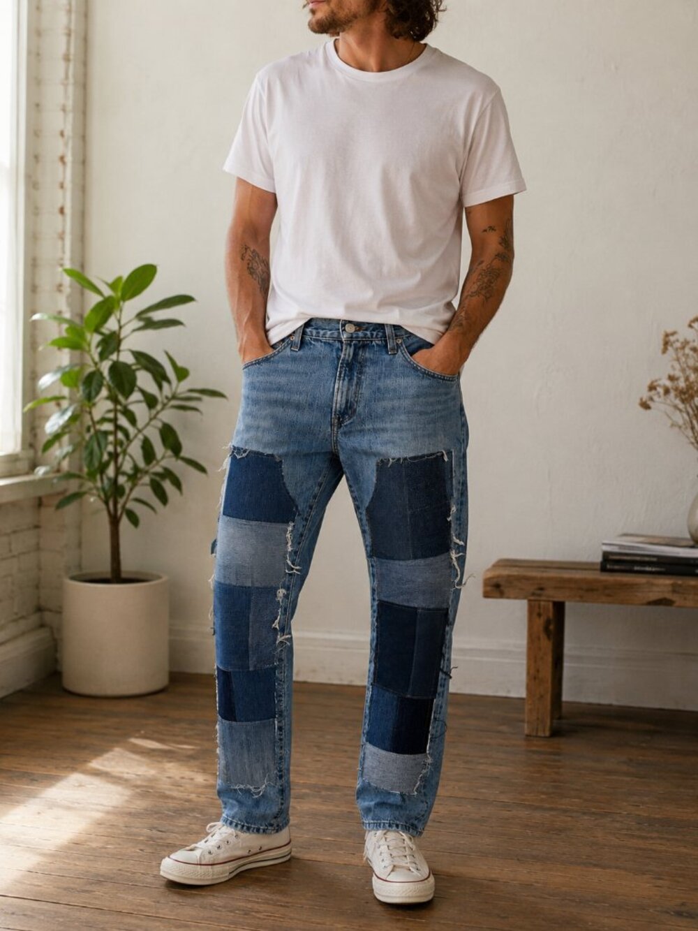 Outerknown S E A Jeans Drifter Tapered Fit Patchwork Denim 30x32